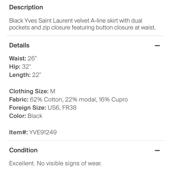 Yves Saint Laurent velvet A-line skirt - Picture 7 of 7
